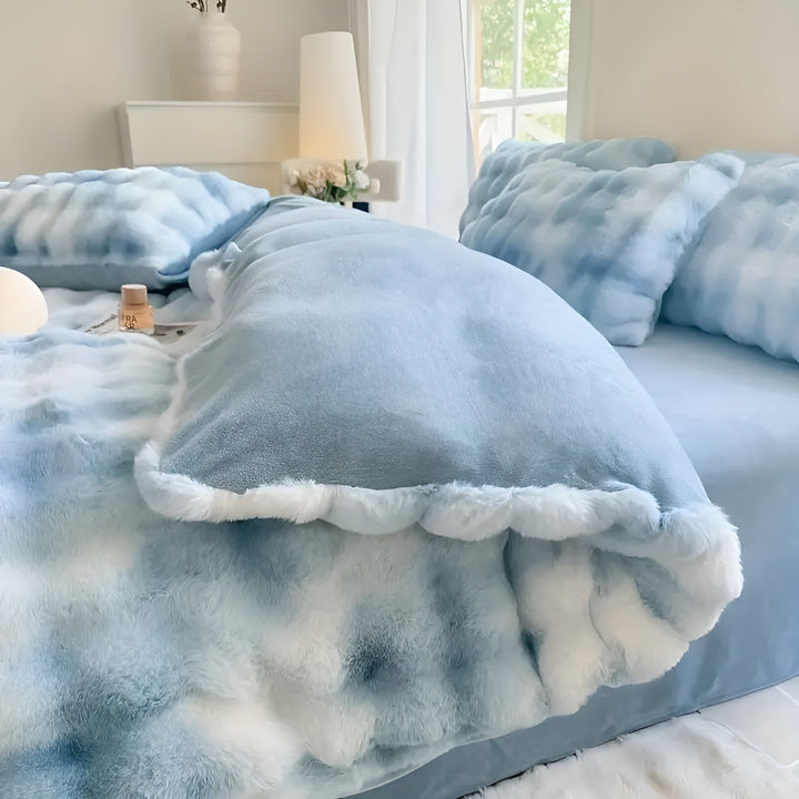 Koselig sengetøysett i plysj – varmt og mykt for høst og vinter | ReversiSkantoe-design laget av kaninpels og melkefløyel