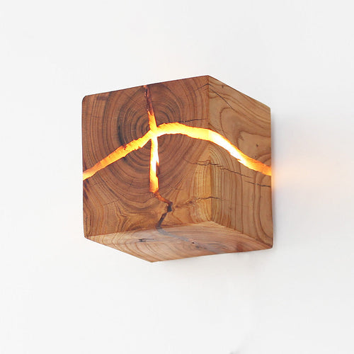 Cube Crack Wood Flush Wall Light Creative Nordic Integrated LED Beige Wall Mounted Lamp | Skanto