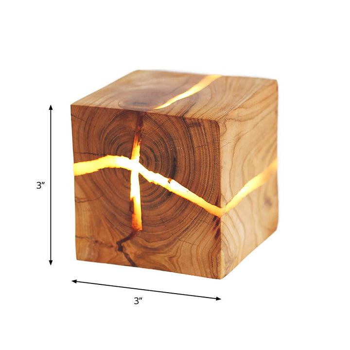 Cube Crack Wood Flush Wall Light Creative Nordic Integrated LED Beige Wall Mounted Lamp | Skanto