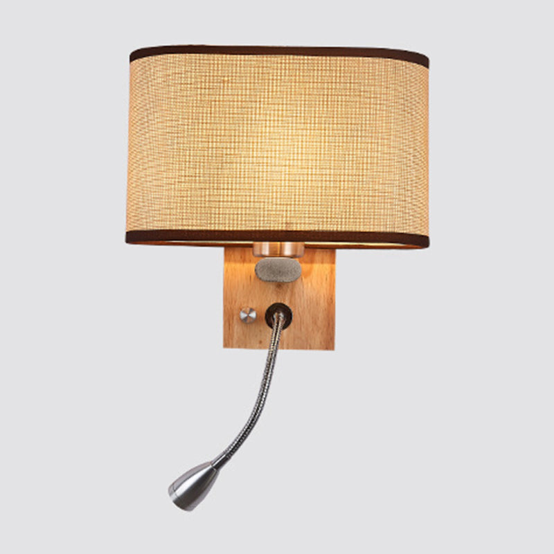Fleksibel Spotlight Senglesel Leselys Stof Enkel Nordisk Vegglampe med Oval Stofskjerm i Beige/Flax/Fersken | Skanto