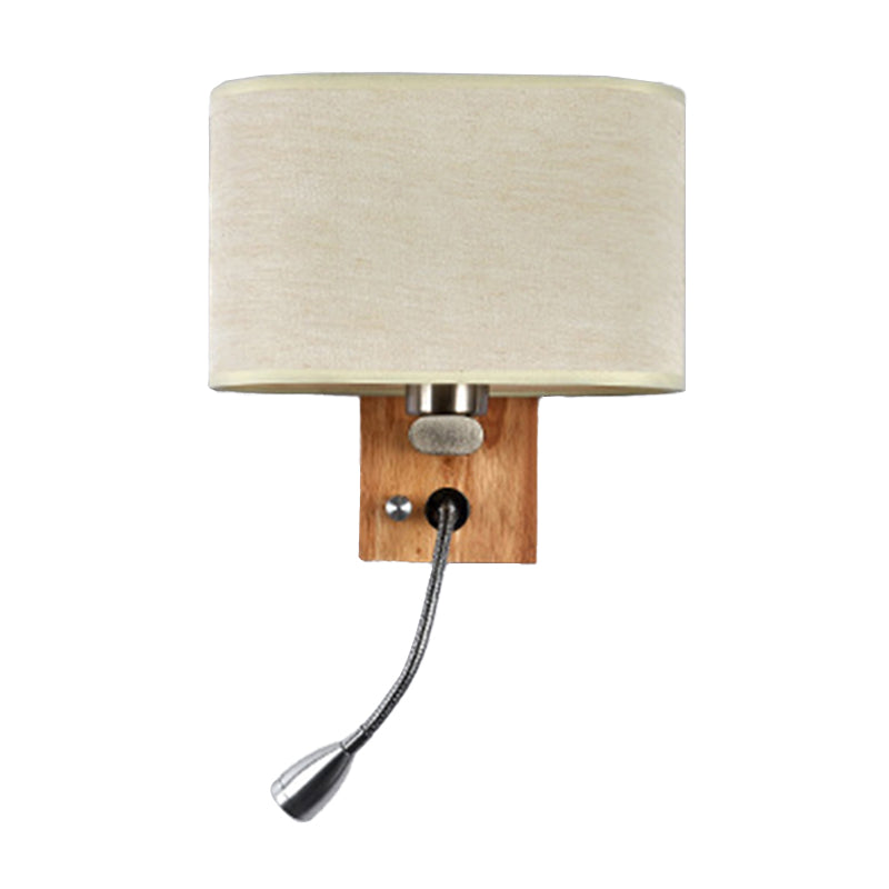 Fleksibel Spotlight Senglesel Leselys Stof Enkel Nordisk Vegglampe med Oval Stofskjerm i Beige/Flax/Fersken | Skanto