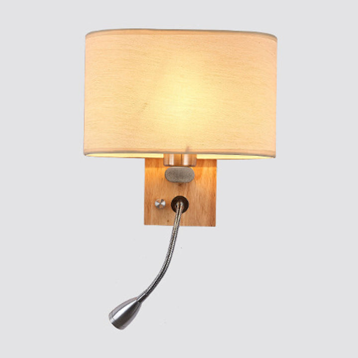 Fleksibel Spotlight Senglesel Leselys Stof Enkel Nordisk Vegglampe med Oval Stofskjerm i Beige/Flax/Fersken | Skanto