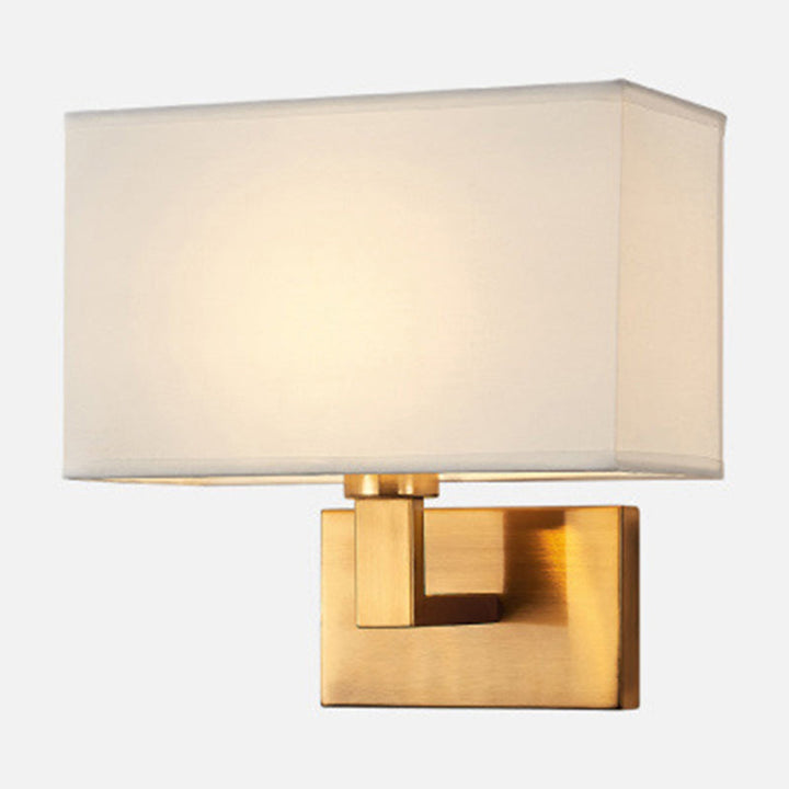 Postmodern Cuboid Vegglampe Stoff 1-Lys Sengelampe Lesevegglys i Hvit/Beige/Brown med Svart/Gull Arm | Skanto