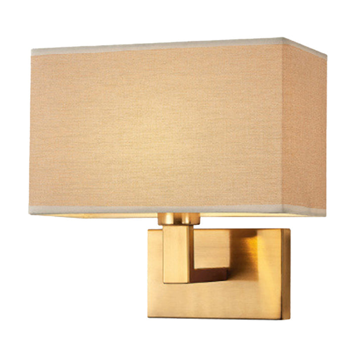 Postmodern Cuboid Vegglampe Stoff 1-Lys Sengelampe Lesevegglys i Hvit/Beige/Brown med Svart/Gull Arm | Skanto
