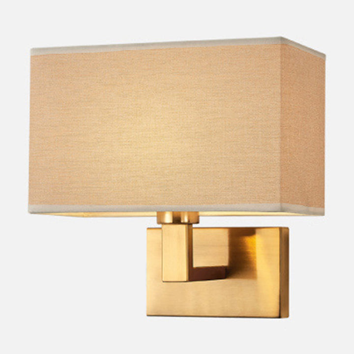Postmodern Cuboid Vegglampe Stoff 1-Lys Sengelampe Lesevegglys i Hvit/Beige/Brown med Svart/Gull Arm | Skanto