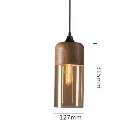 Skanto | EternaGlow Pendellampe laget av Glass og Tre | Elegant Design for Ditt Hjem