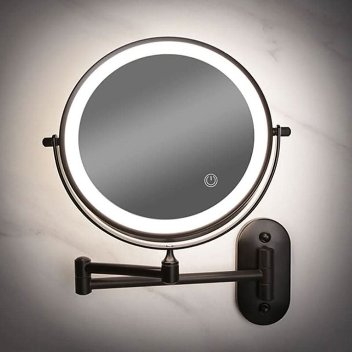 Skanto | Svart LED Oppladbart Speil for Makeup – 3-Farge Lys