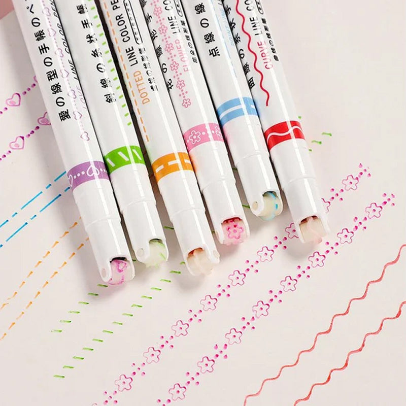 Skanto | BESTE GAVER TIL BARN - Dual Tip Markers med 6 forskjellige kurveformer fine spisser