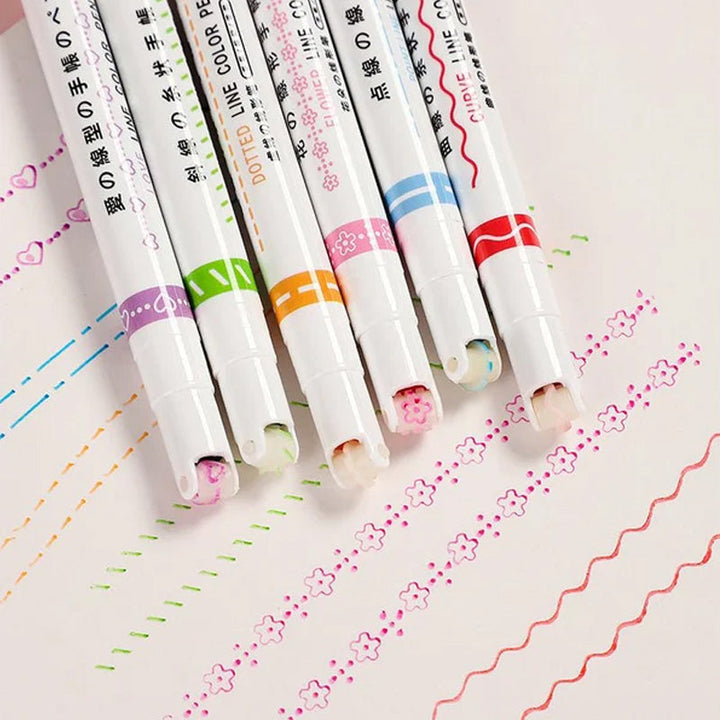Skanto | BESTE GAVER TIL BARN - Dual Tip Markers med 6 forskjellige kurveformer fine spisser