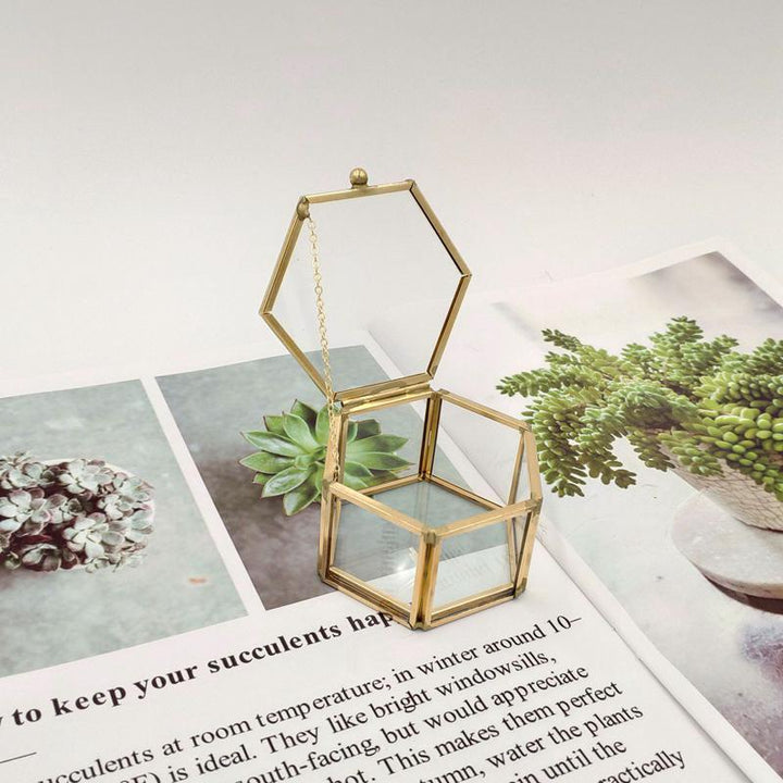 Skanto | Sekskantet Transparent Glass Smykkeske