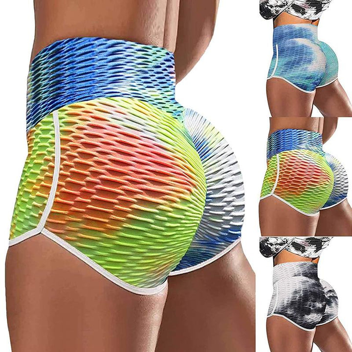 Skanto | Tie-Dye Print Høy Midje Yoga Shorts