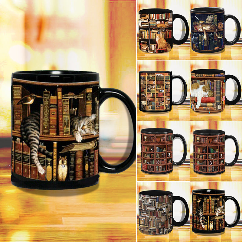 Bokhylle Keramisk Kaffe Kopp - Gave for Katt Bok Elsker | Skanto