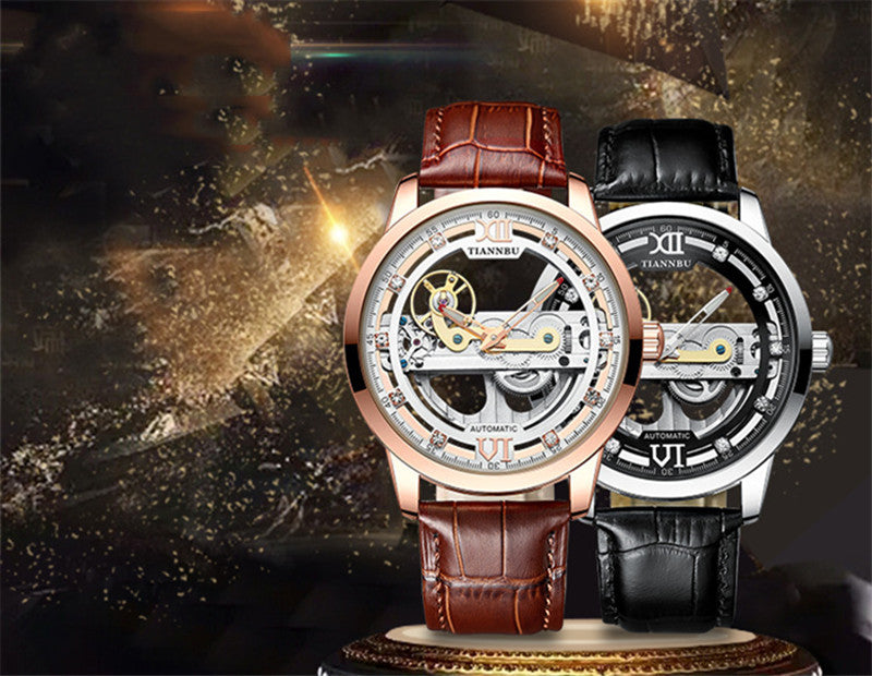 Skanto | Skeleton Tourbillon Ultra Tynn Automatisk Mekanisk Klokke