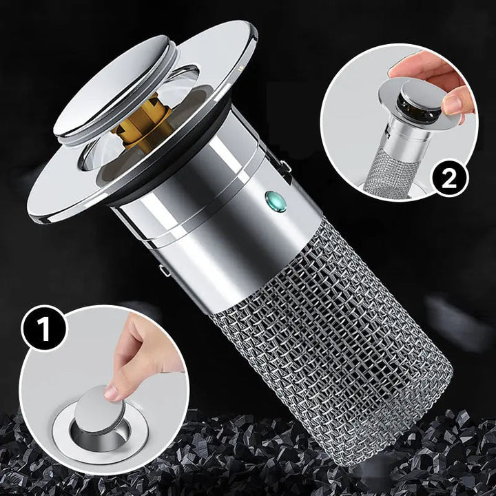 Pop-up-avløpsfilter i rustfritt stål for enkel forebygging av blokkeringer
