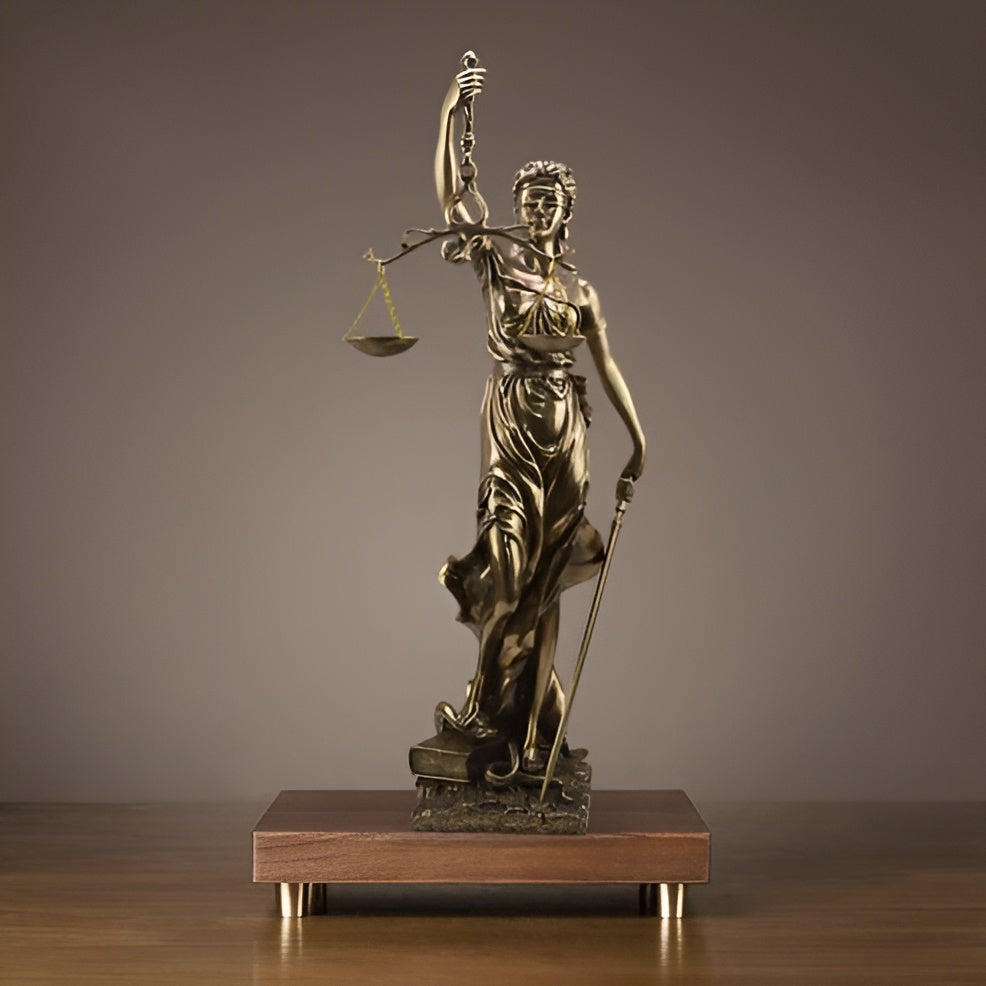 Statue av Godin of Justice – En elegant dekorativ skulptur av Justitia