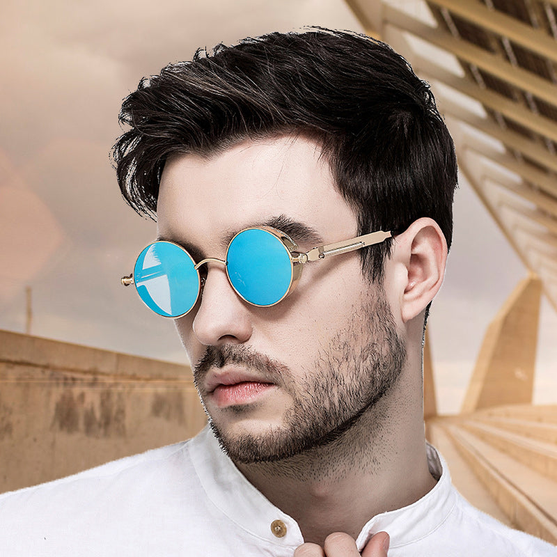 Skanto | Solbriller Steampunk Rund Linse Metallramme Unisex Briller