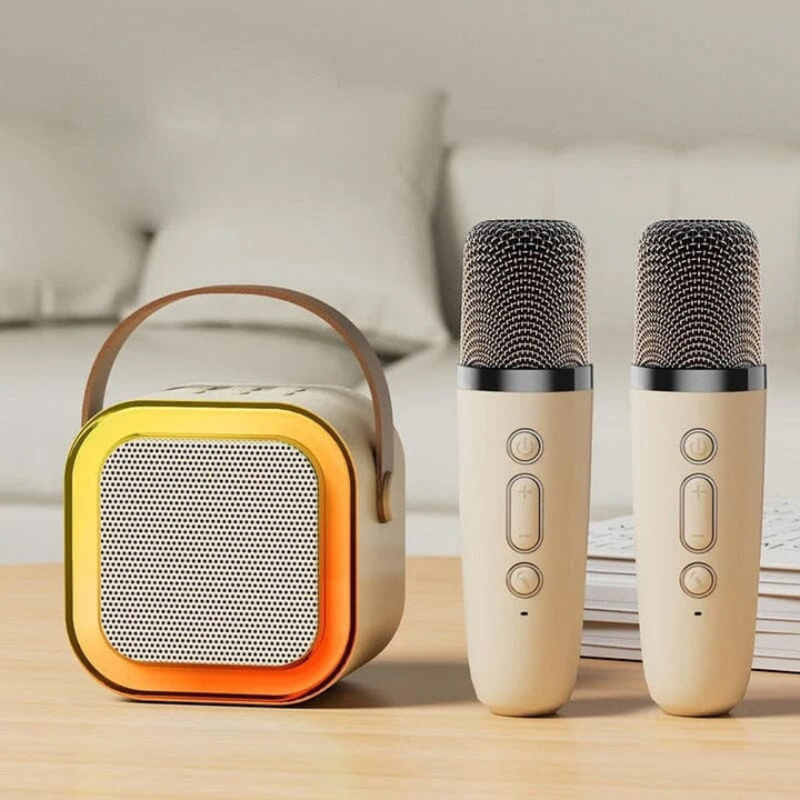 Mini karaoke maskin med trådløse mikrofoner | Skanto
