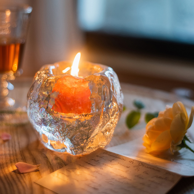 Skanto | Glass Tealight Holder – Dekorativt Lysestake laget av Klart Glass for Koselig Belysning