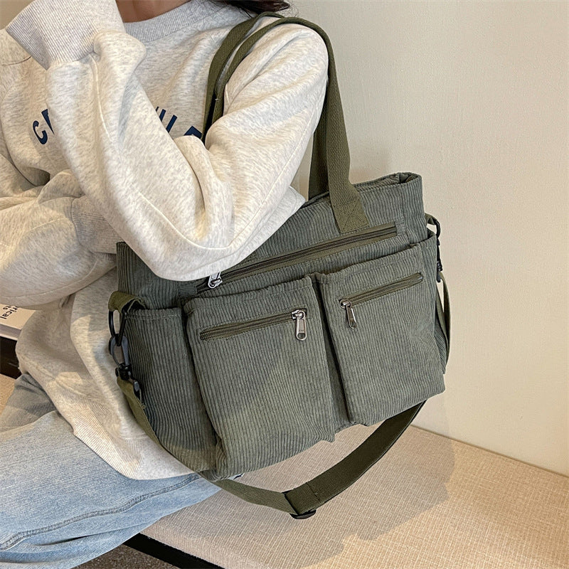 Ensfarget kordfløyels totebag | Skanto