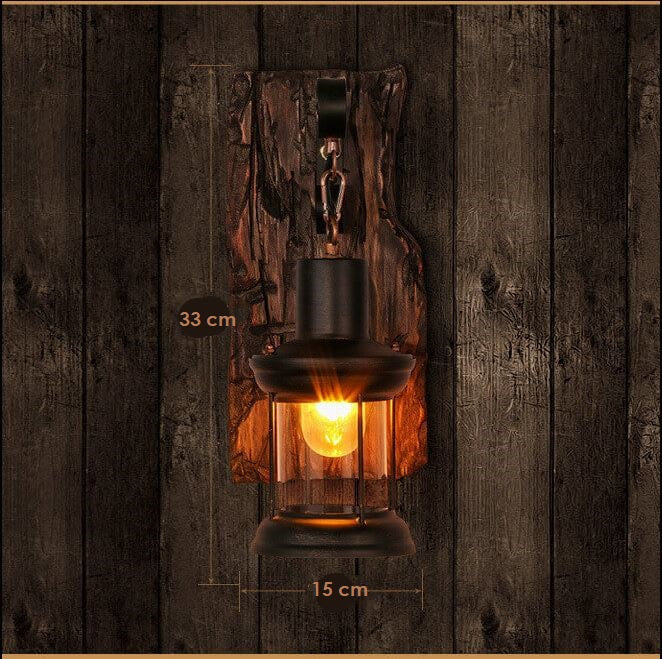 Skanto | Lysglass – Sylinderformet vegglampe med glass-, jern- og trebase