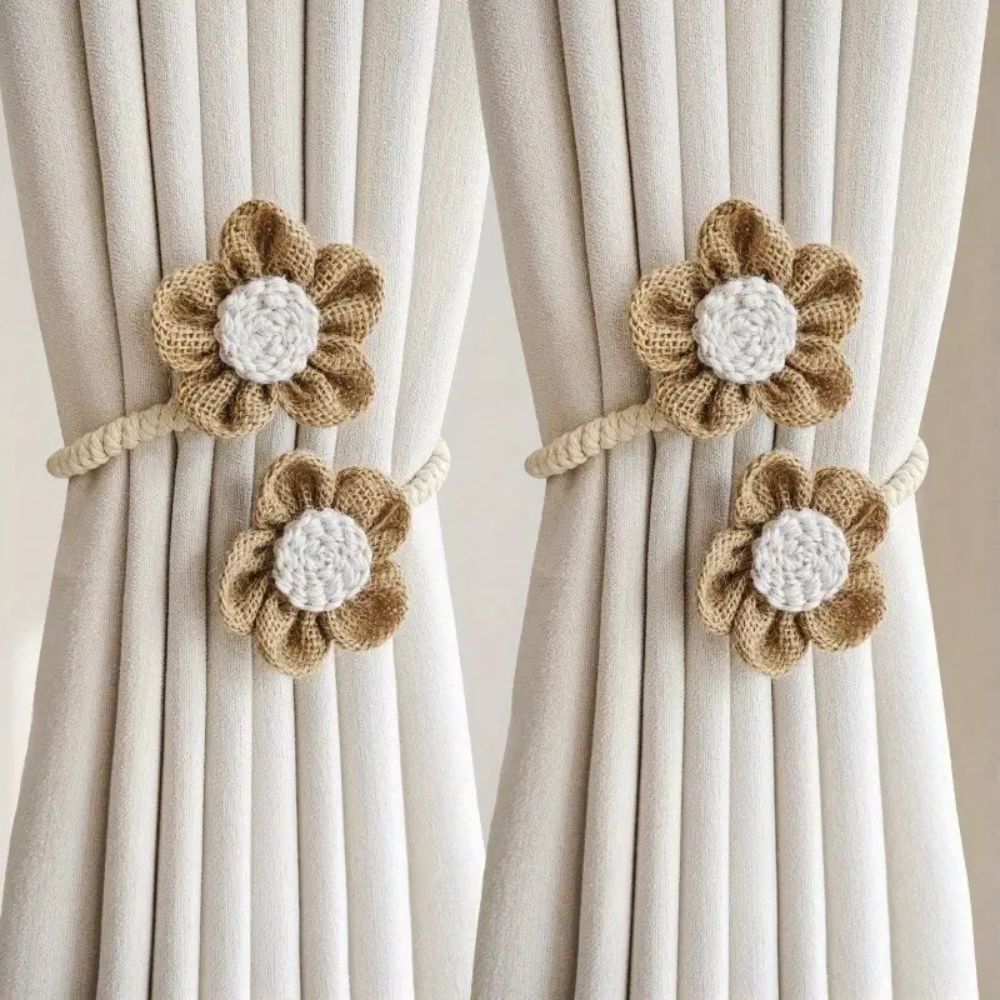 Raffhalter aus Hanf mit Blumenmuster | 2er-sett