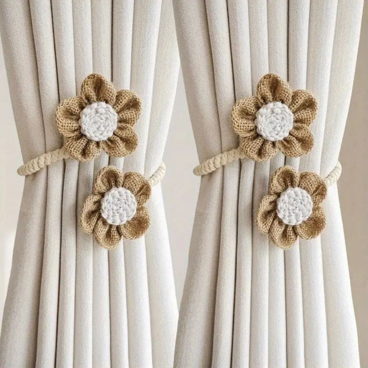 Raffhalter aus Hanf mit Blumenmuster | 2er-sett