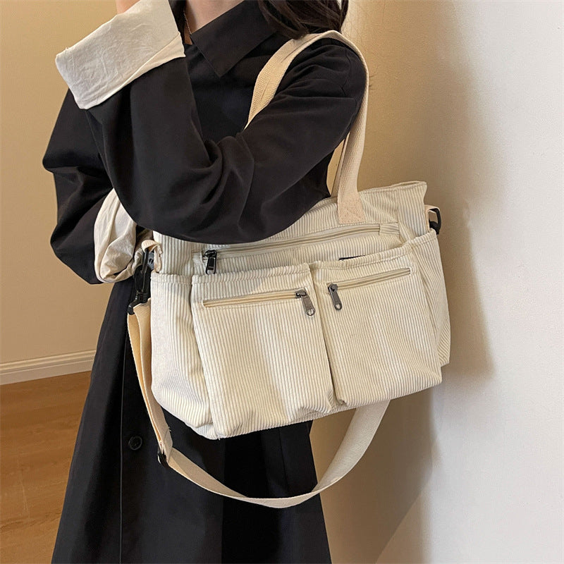 Ensfarget kordfløyels totebag | Skanto