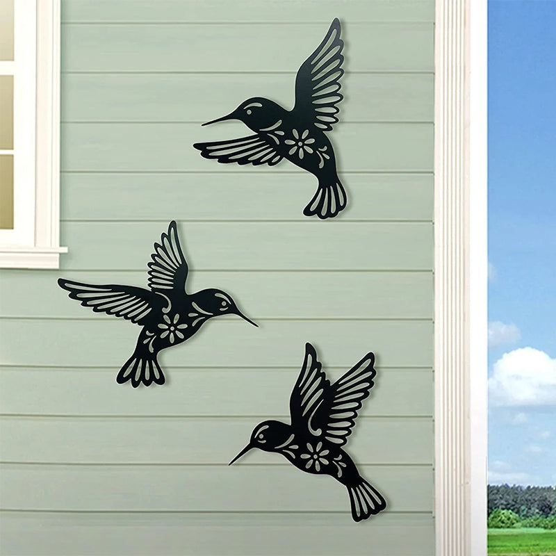 Skanto | Sett med 3 metall kolibriform wall art dekorasjon