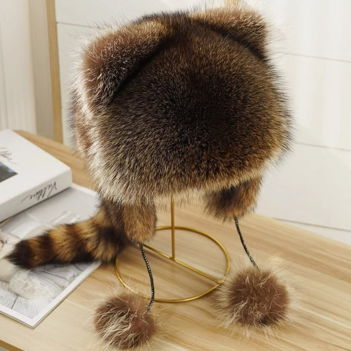 Skanto | Søt Faux pels Raccoon Haleforelder-Barn Pluss Hatt