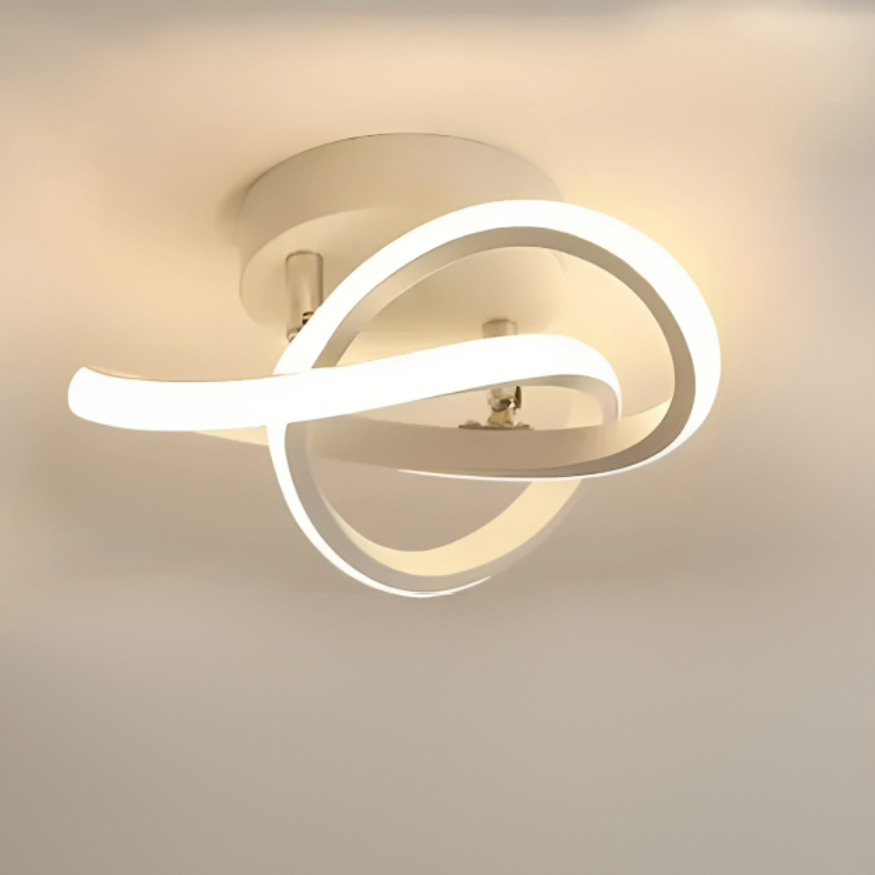 Moderne LED Taklampe 18W | Kreativ Design med 2 Ringer | Energivennlig Belysning for Stue & Kontor 24 cm | Skanto