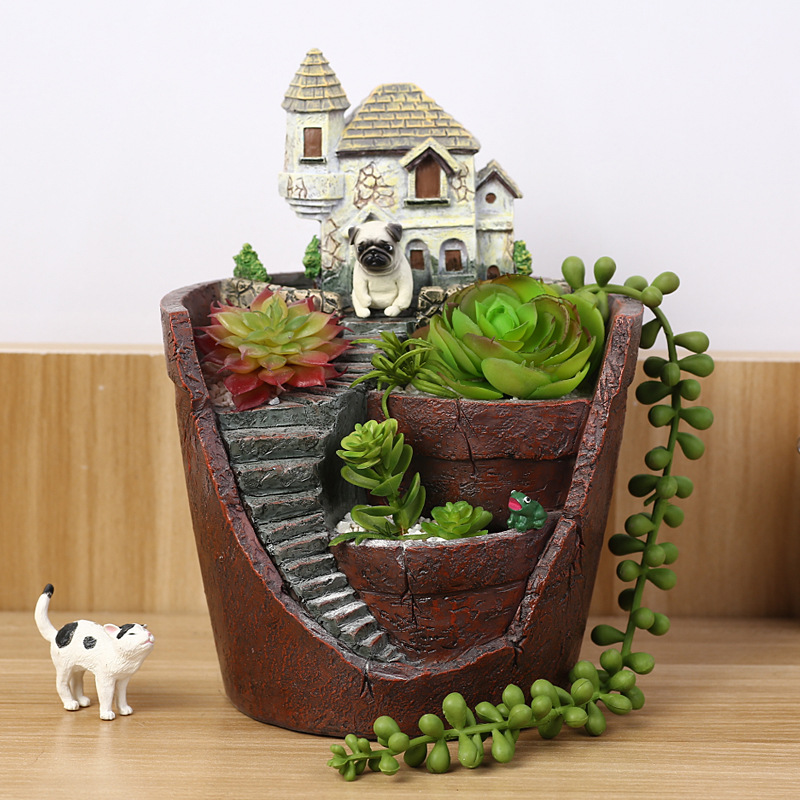 Skanto | Saftig dekorativ blomsterpotte for mini hage – Bonsai plantepotte for mikrolandskap og hage