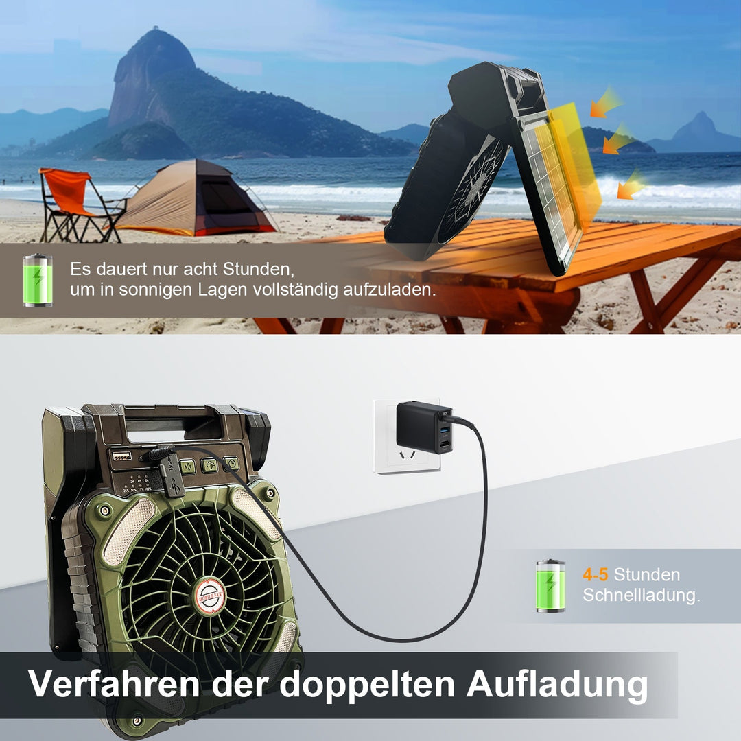 Bærbar solcelle campingvifte LED-lampe | Skanto
