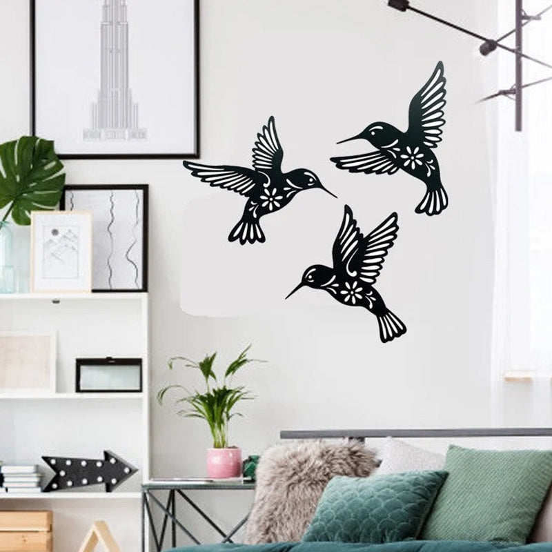 Skanto | Sett med 3 metall kolibriform wall art dekorasjon