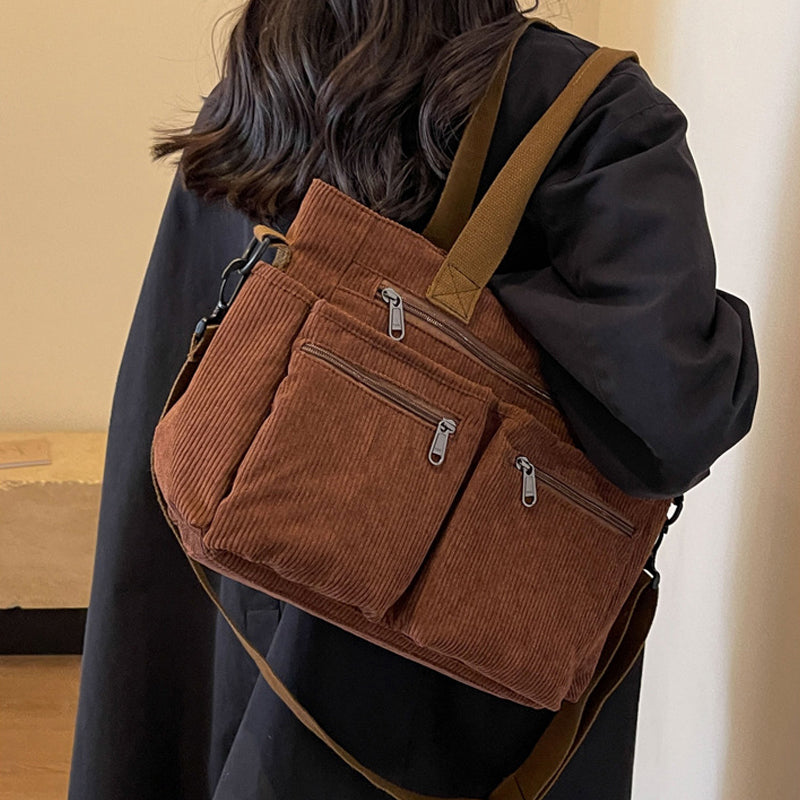 Ensfarget kordfløyels totebag | Skanto
