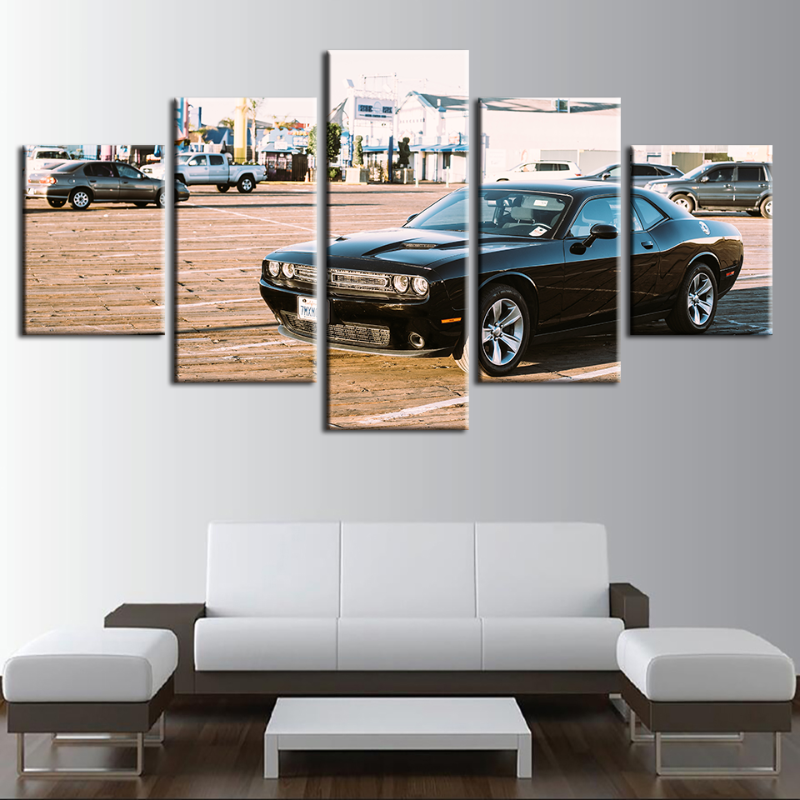 5 Piece Classic Black Vintage Car Canvas Wall Art Painting | Skanto