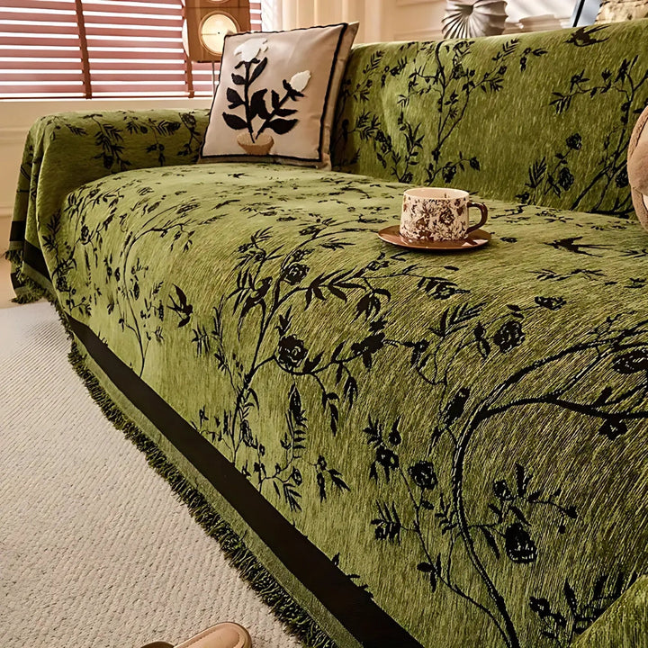 Floral Chenille Sofa Throw | Skanto