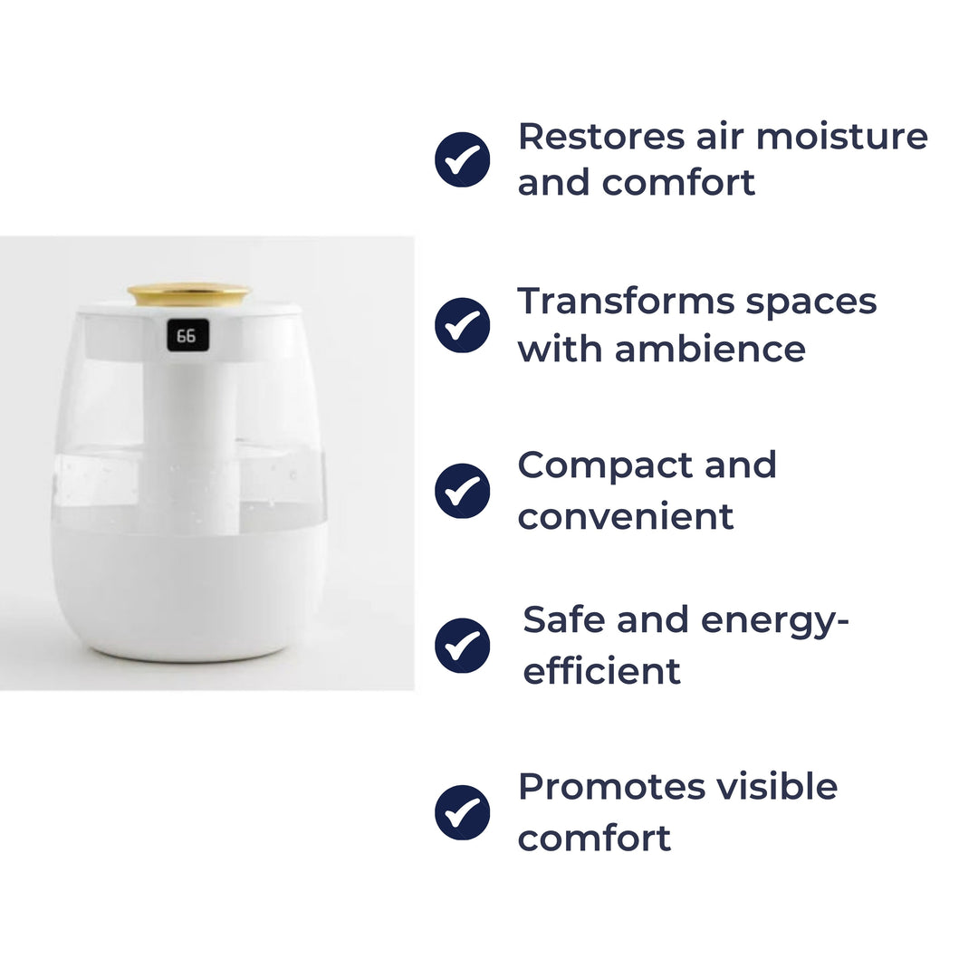 Stille Nattlysmodus – 1300 ml Tank – Tørr Luftlindring for Soverom & Barnerom Skanto
