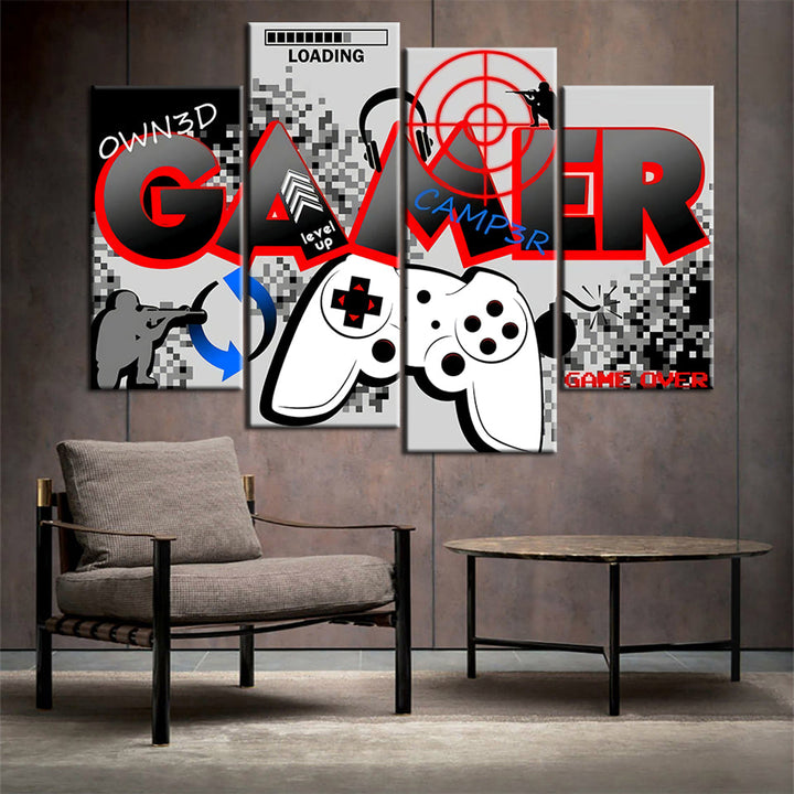 Gamer Board 4 stk - Lerret veggkunst maleri