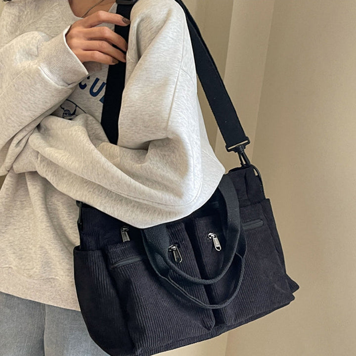 Ensfarget kordfløyels totebag | Skanto