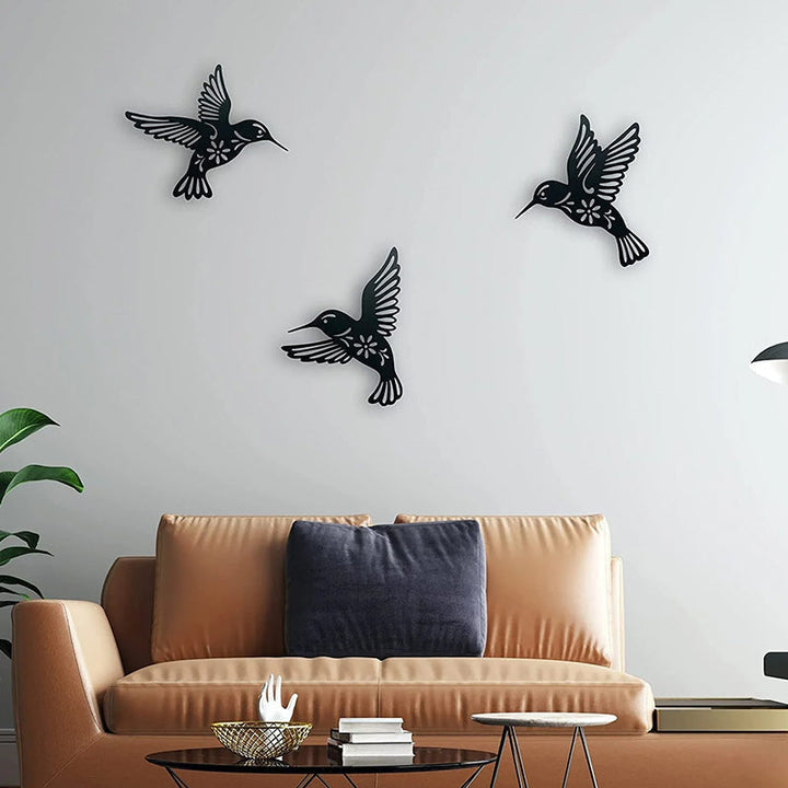 Skanto | Sett med 3 metall kolibriform wall art dekorasjon