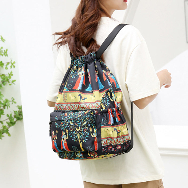 Drawstring skulderveske i etnisk stil | Skanto