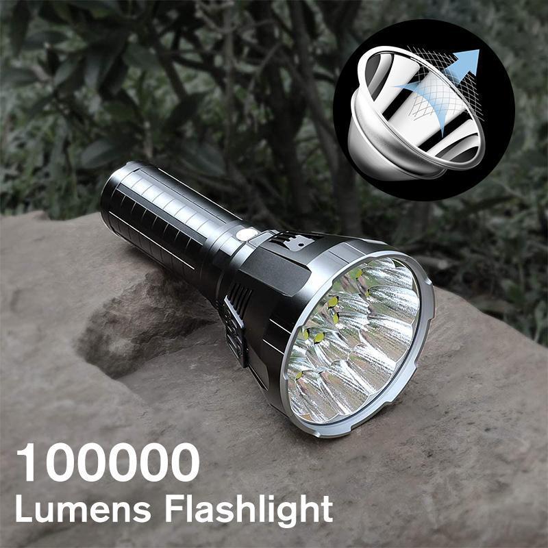 Skanto | Høy-effekt vanntett LED-lommelykt | 30 000–50 000 lumen oppladbar lommelykt