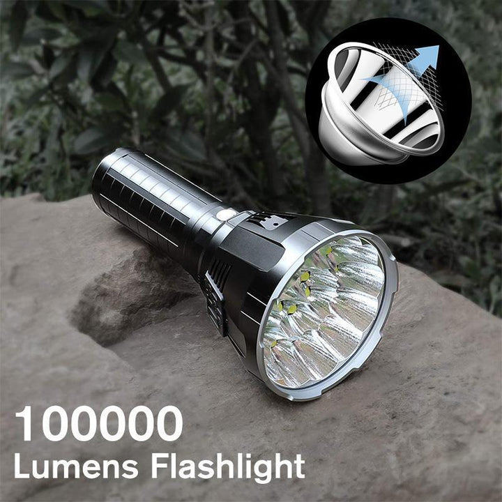 Skanto | Høy-effekt vanntett LED-lommelykt | 30 000–50 000 lumen oppladbar lommelykt