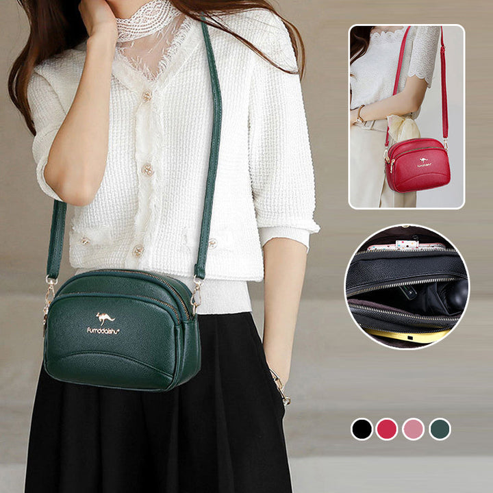 Skanto | Myk Lær Multi-Lomme Skulder Crossbody Bag