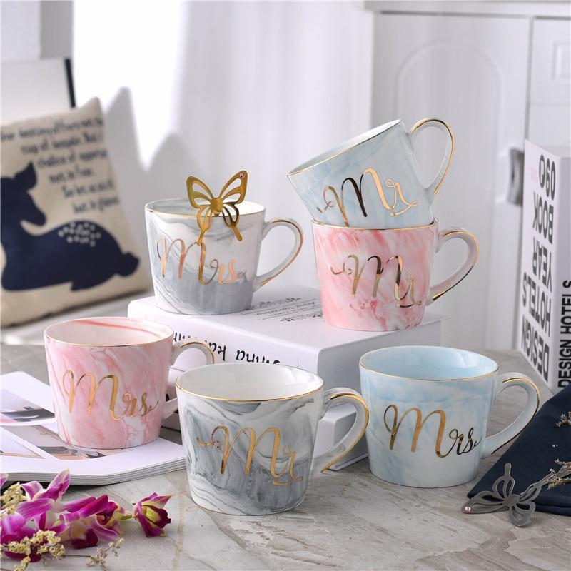 Marmor Porselen Hr & Fru Kaffe Kopper | Skanto