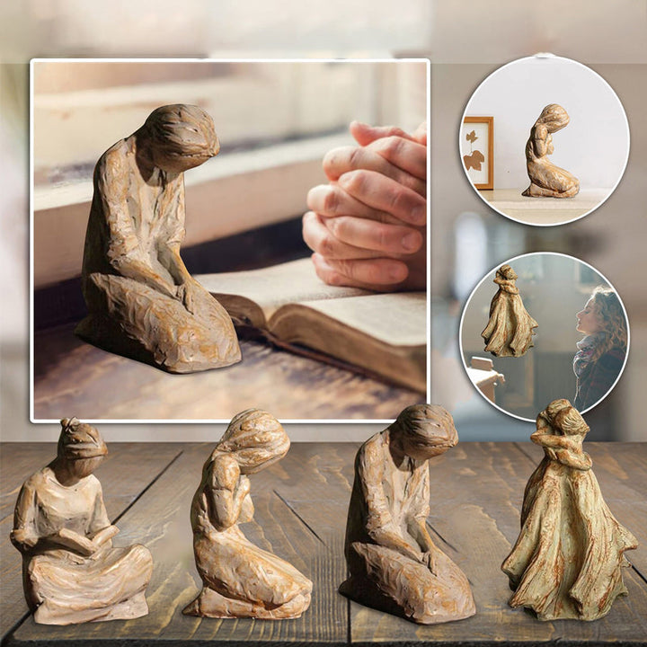 Skanto | Sweet Hour of Prayer, vakker håndstøpt inspirerende skulptur av en bønnende kvinne