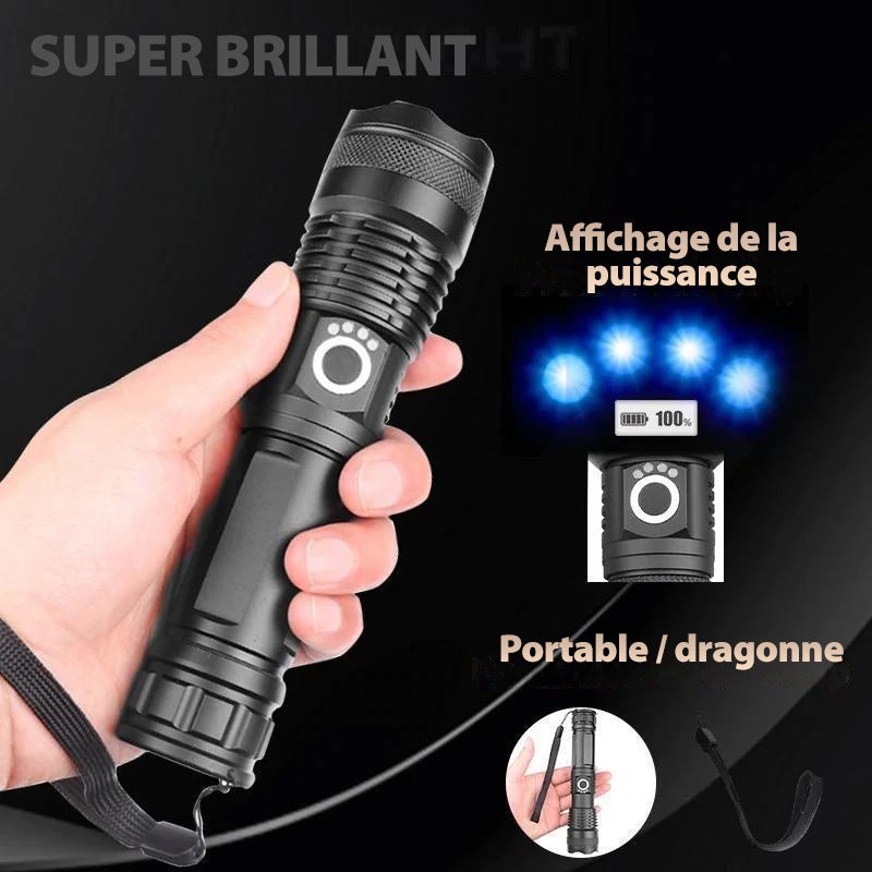 2023 Nyttårs Begrenset Tidssalg LED Taktisk Oppladbar Laser Lommelykt 90000 Høy Lumen-Kjøp 2 Få Gratis VIP Frakt | Skanto