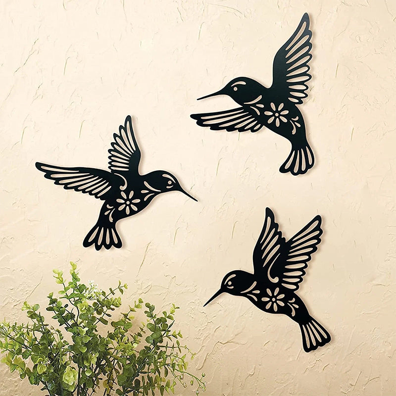 Skanto | Sett med 3 metall kolibriform wall art dekorasjon