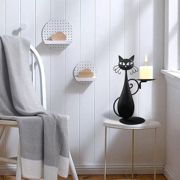 Skanto | Svart katt lysestake