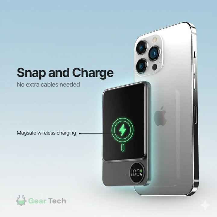 Skanto | Slank Magnetisk Hurtiglader Power Bank – Trådløs, Høy-kapasitet Backup Batteri for Alle Enheter